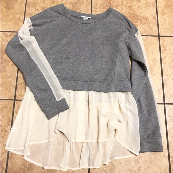 Bar III Tops - Grey blouse with chiffon detail